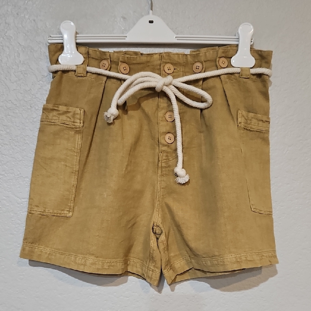 Free People | NWOT Women's Coney Beach Mustard Khaki High Waist Shorts Sz XS
